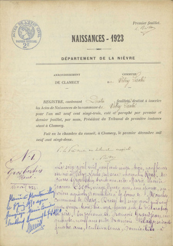 Vitry-Laché : actes d'état civil.