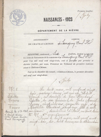 Savigny-Poil-Fol : actes d'état civil.