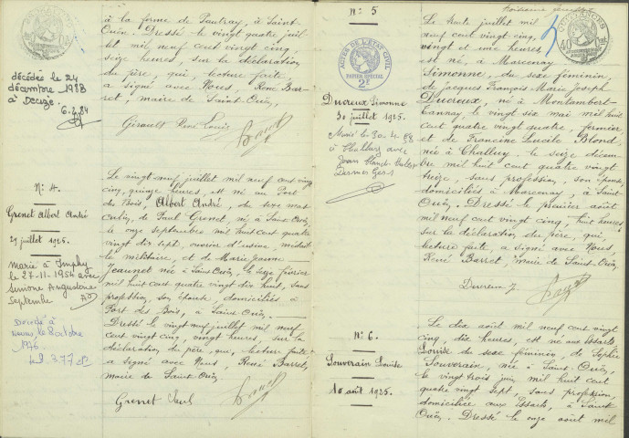 Saint-Ouen-sur-Loire : actes d'état civil.