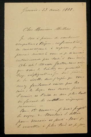 SERY (André), curé de Grenois (Nièvre) (1846-1903) : 56 lettres, manuscrits.