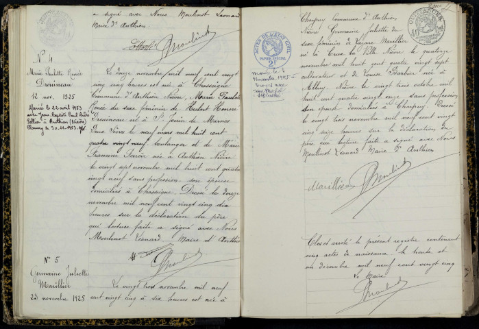 Anthien : actes d'état civil.