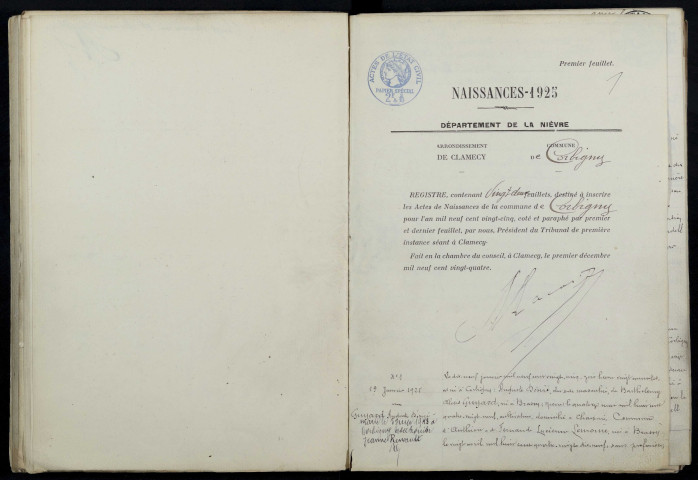 Corbigny : actes d'état civil.