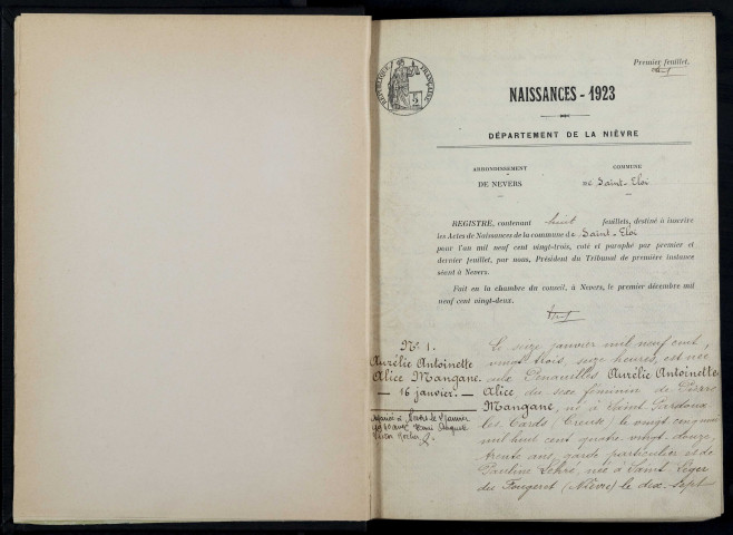 Saint-Éloi : actes d'état civil.