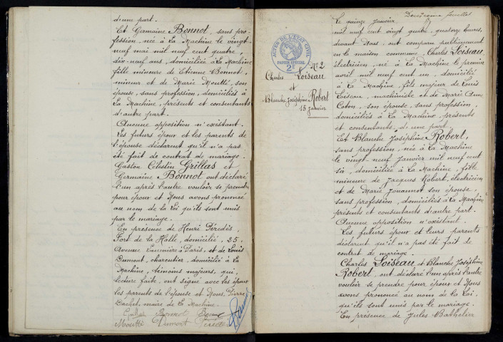 La Machine : actes d'état civil (mariages).