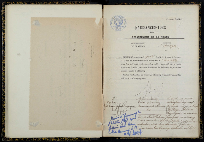 Amazy : actes d'état civil.