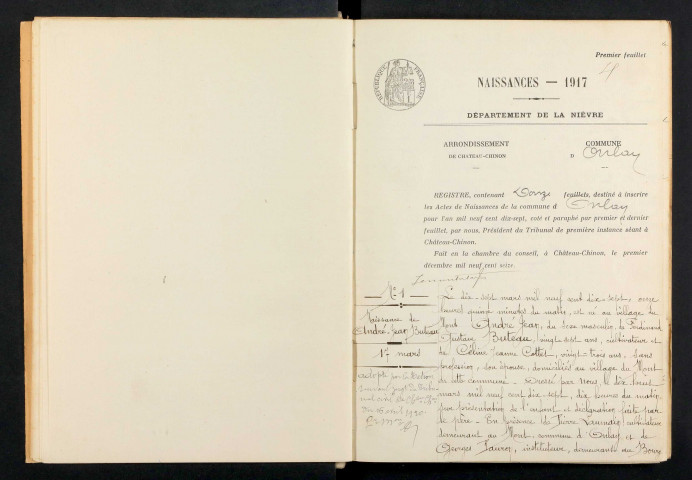 Onlay : actes d'état civil.