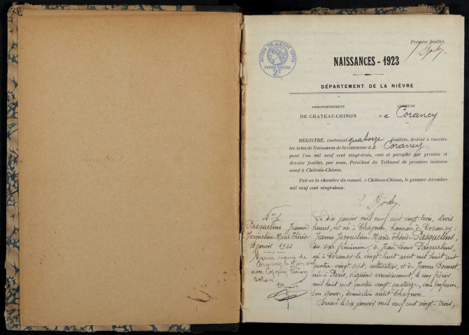 Corancy : actes d'état civil.