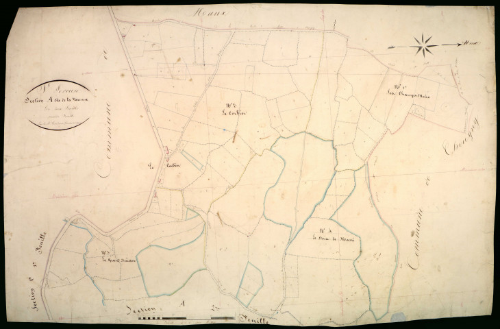 Saint-Péreuse, cadastre ancien : plan parcellaire de la section A dite de la Varenne, feuille 1