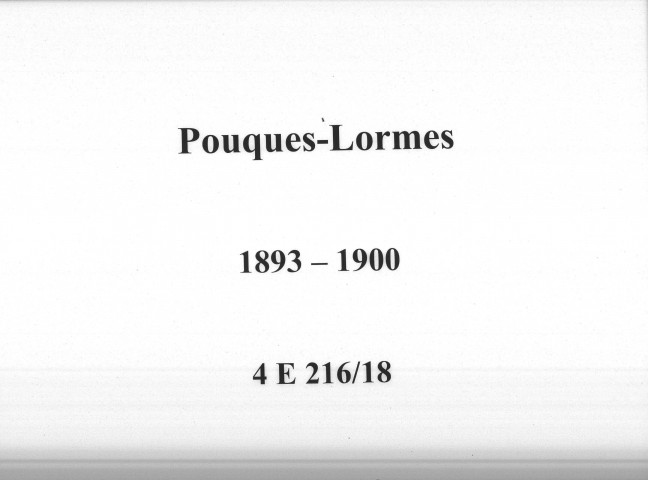 Pouques-Lormes : actes d'état civil.