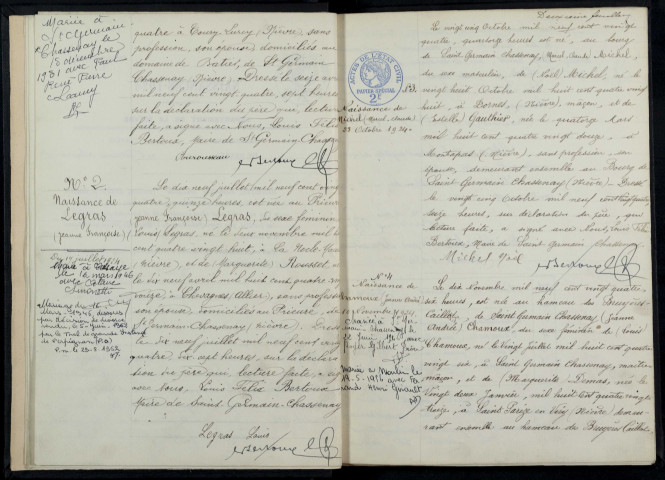 Saint-Germain-Chassenay : actes d'état civil.