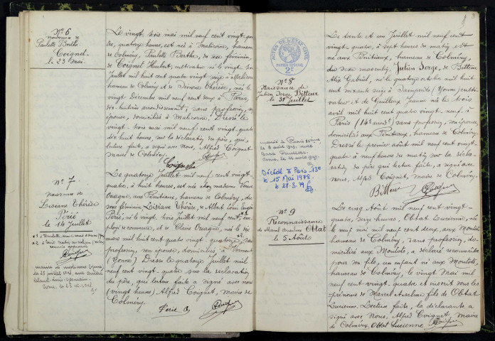 Colméry : actes d'état civil.