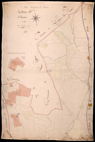 Varennes-lès-Nevers, cadastre ancien : plan parcellaire de la section B dite de Varennes, feuille 1
