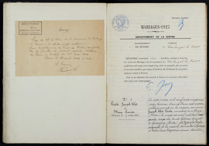 Coulanges-lès-Nevers : actes d'état civil.