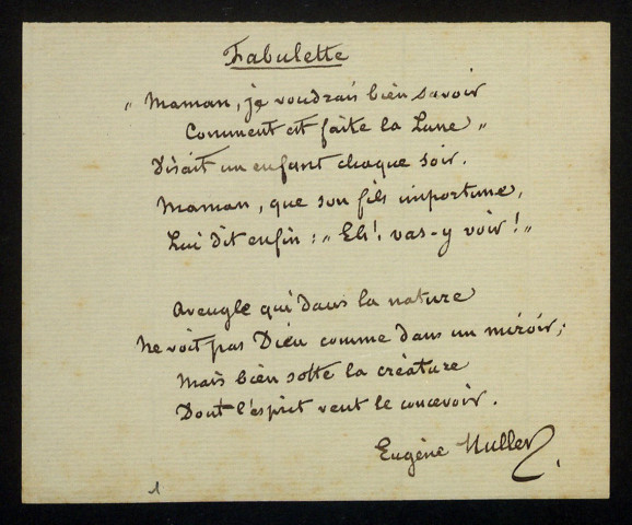 MULLER (Eugène), écrivain et folkloriste (1826-1913) : 7 lettres, manuscrits.