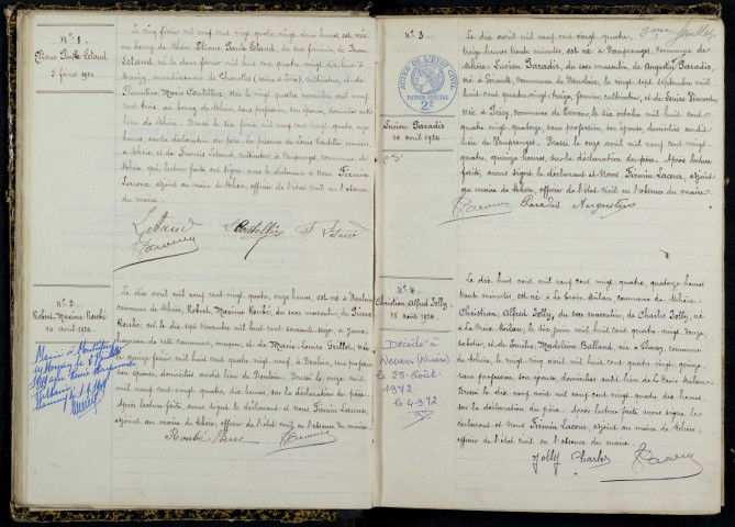 Mhère : actes d'état civil.