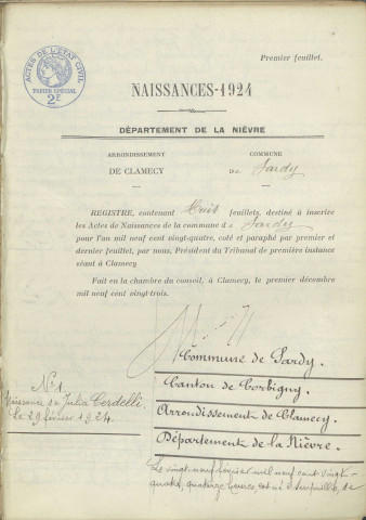 Sardy-lès-Épiry : actes d'état civil.