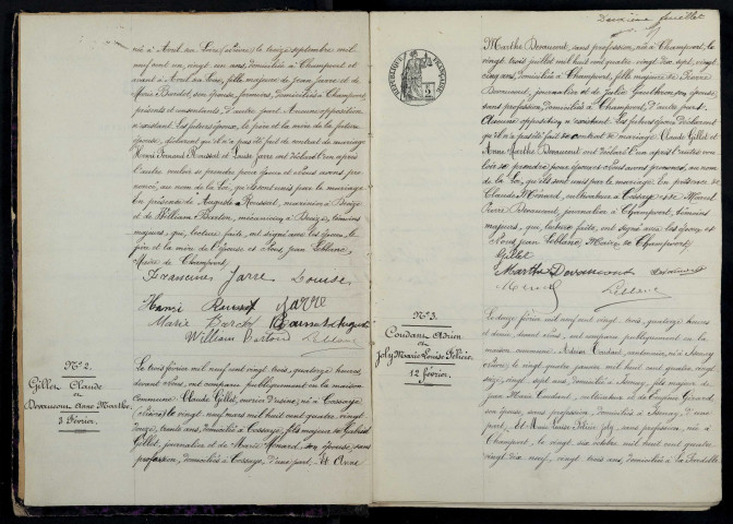 Champvert : actes d'état civil.