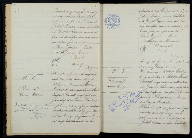 Alligny-en-Morvan : actes d'état civil.