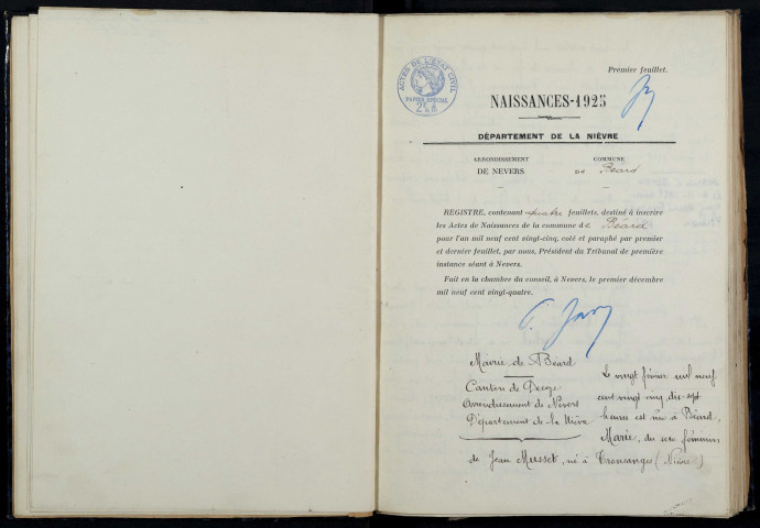 Béard : actes d'état civil.