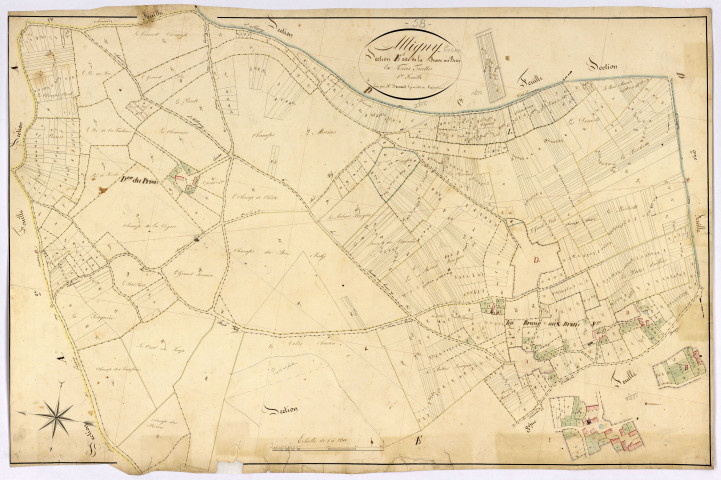Alligny-Cosne, cadastre ancien : plan parcellaire de la section E dite de la Brosse au Brin, feuille 1