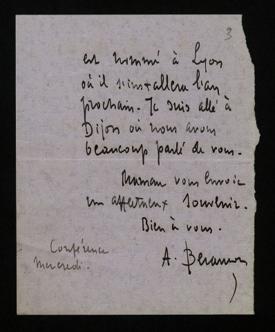 BESANCON (Arthur), curé de Beaumont-la-Ferrière et de Saint-Saulge (né en 1860) : 17 lettres, manuscrits.