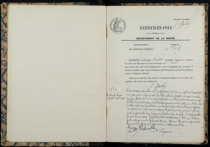 Poil : actes d'état civil.