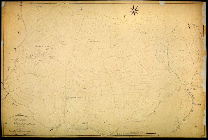Moux-en-Morvan, cadastre ancien : plan parcellaire de la section E dite de la Velle sous Moux, feuille 2
