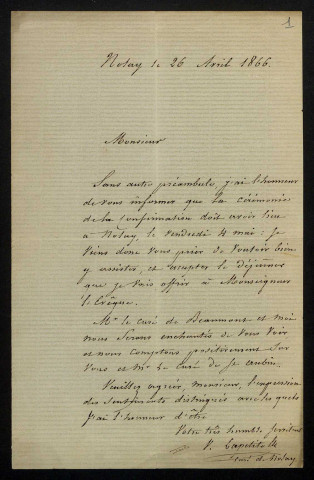 LAPETITE (V.), curé de Nolay (Nièvre) : 1 lettre.