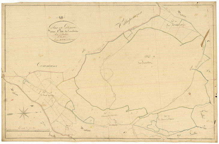 Glux-en-Glenne, cadastre ancien : plan parcellaire de la section C dite des Lamberts, feuille 3