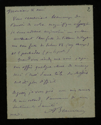 BEAUVAIS (Armand), peintre (1840-1911) : 49 lettres, 1 carte postale illustrée.