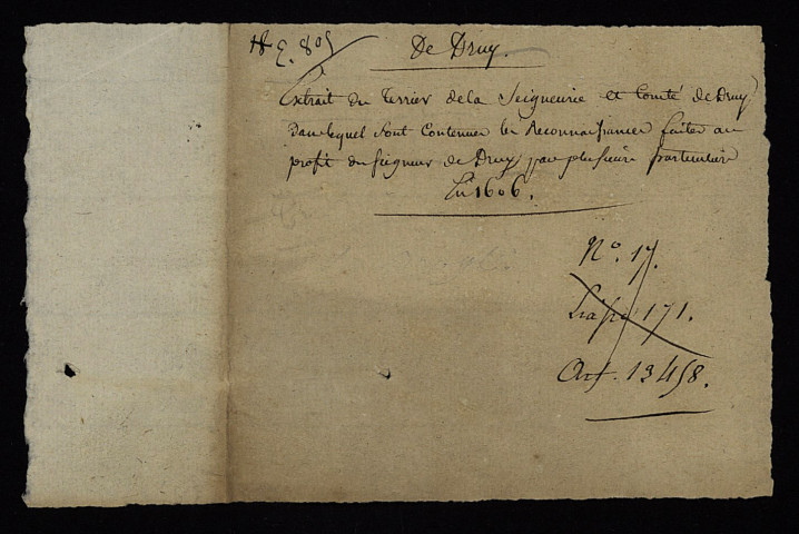 Fief de Druy : extrait du terrier de 1606.