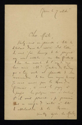 DUSSERT (P.), écrivain à Nevers et Paris : 6 lettres, manuscrits.