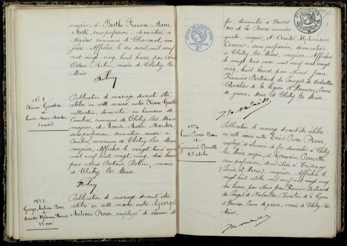 Chitry-les-Mines : actes d'état civil.