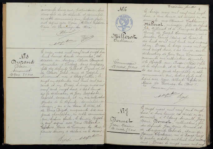 Lucenay-lès-Aix : actes d'état civil (décès).