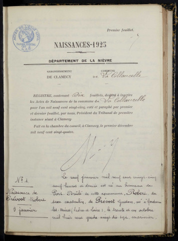 La Collancelle : actes d'état civil.