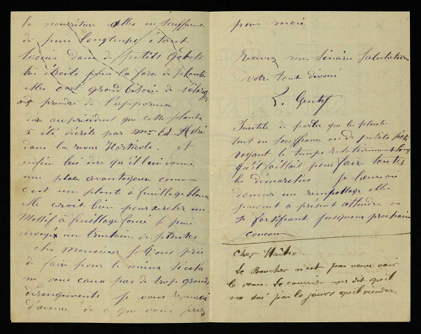 GENTY (Léon), jardinier à Beaumont-la-Ferrière (né en 1845) : 1 lettre.