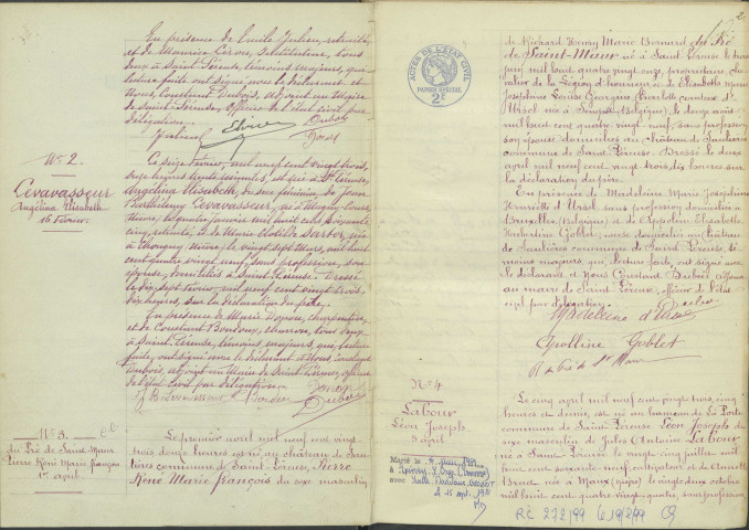 Saint-Péreuse : actes d'état civil.