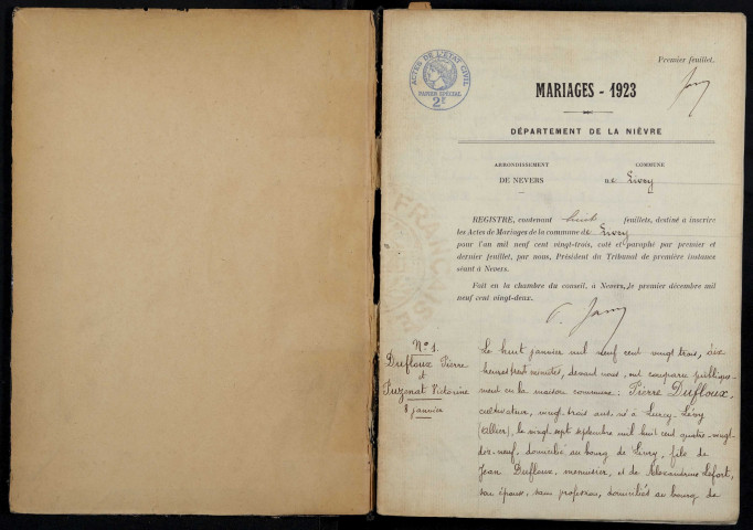 Livry : actes d'état civil.