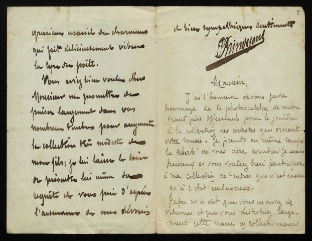 BRINDEJOUT (P.), employé au Service des enfants assistés de la Seine : 4 lettres.