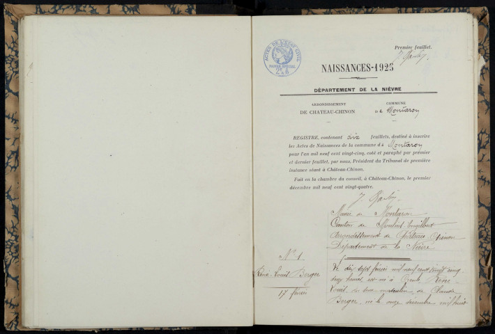 Montaron : actes d'état civil.
