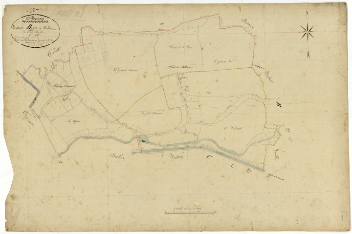 Limanton, cadastre ancien : plan parcellaire de la section B dite de Palluau, feuille 1