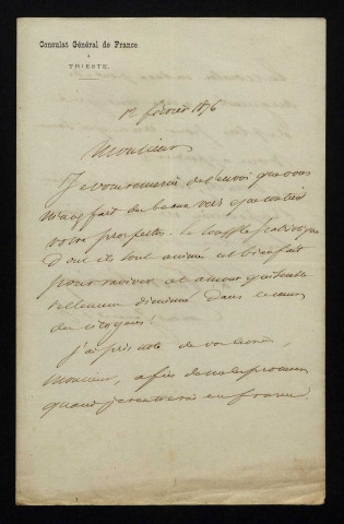 FAVRE-CLAVAIROZ (L.), Consul général à Trieste (Italie) : 1 lettre.