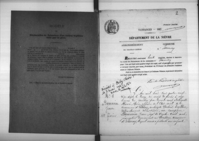 Isenay : actes d'état civil.