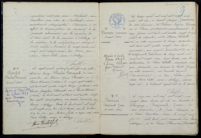 Anlezy : actes d'état civil.