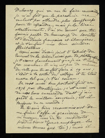 PAULTRE (L.), ami d'Achille Millien à Sancoins (Cher) : 1 lettre.