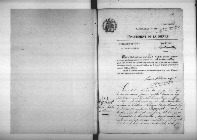 Montreuillon : actes d'état civil.