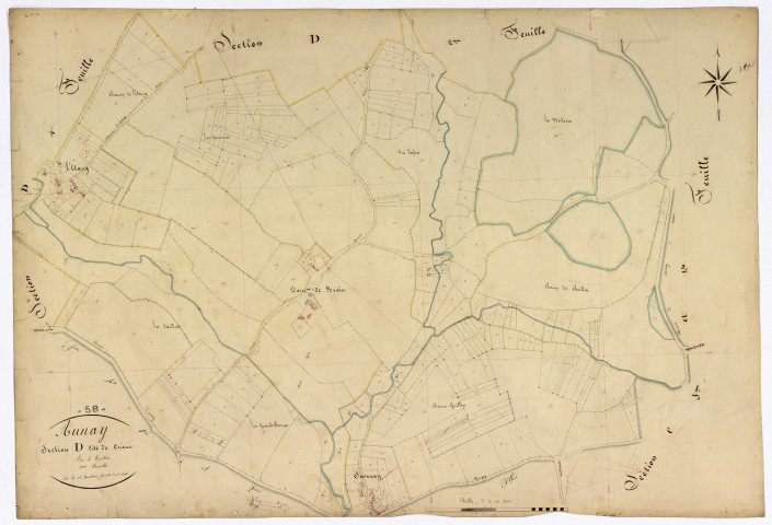 Aunay-en-Bazois, cadastre ancien : plan parcellaire de la section D dite de Crieur, feuille 3