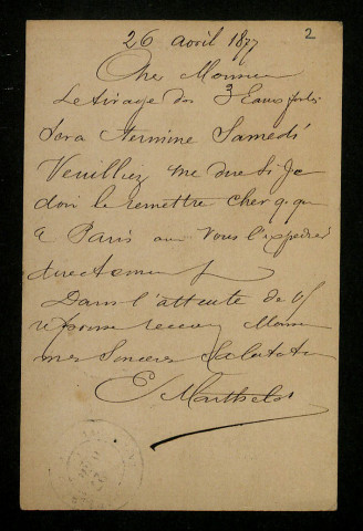 MARTHELOT (C.), imprimeur à Paris : 1 lettre.