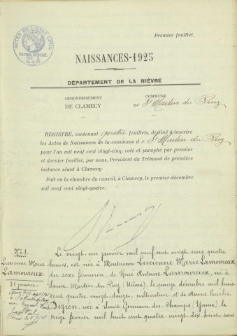 Saint-Martin-du-Puy : actes d'état civil.