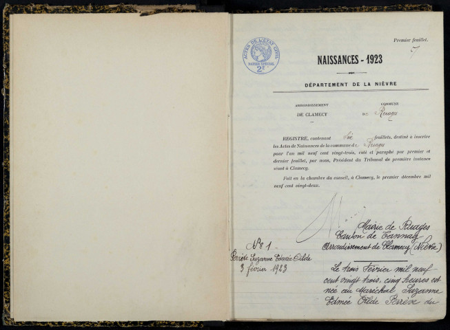 Ruages : actes d'état civil.